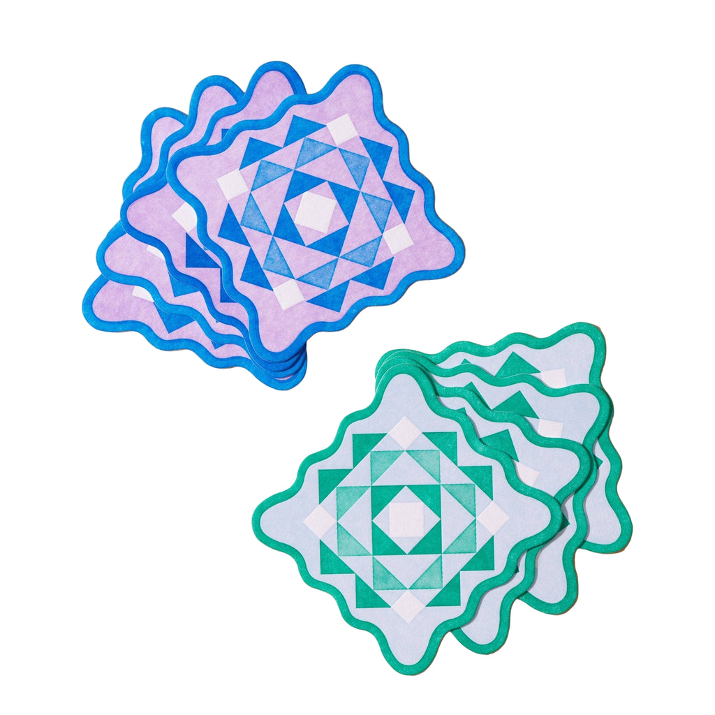 Reusable Letterpress Coasters - Scalloped Kaleidoscope
