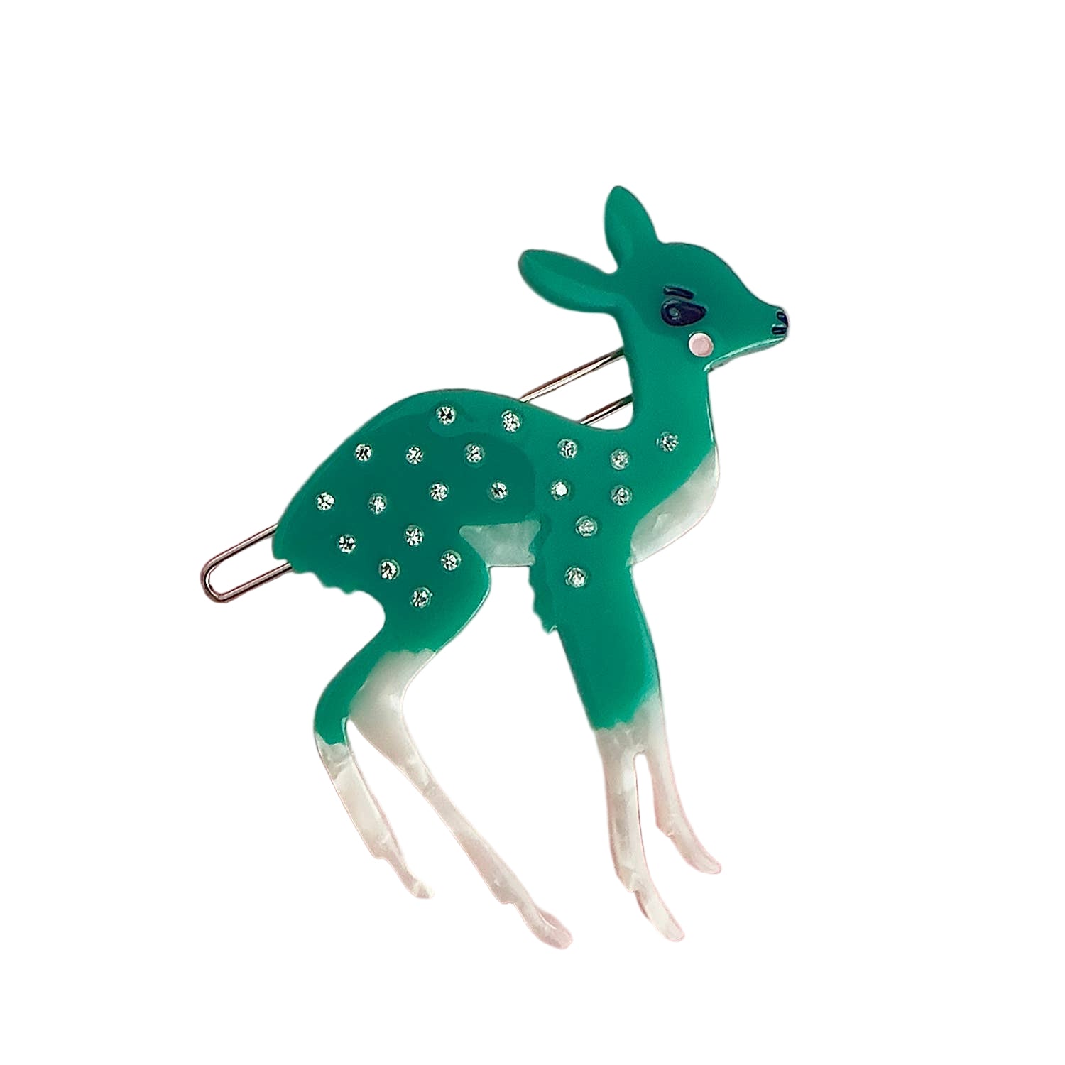 Green Deer Hair Clip