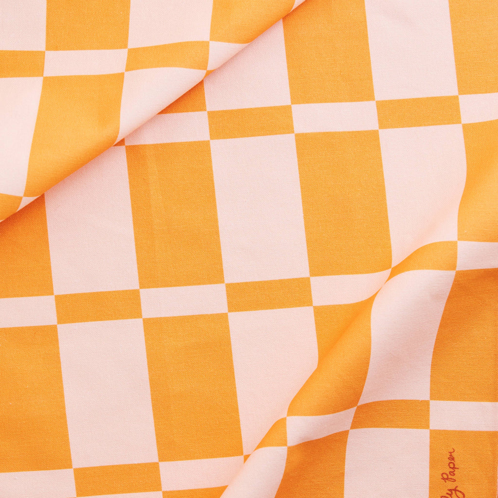 Marigold and Peach Checkerboard Tea Towel