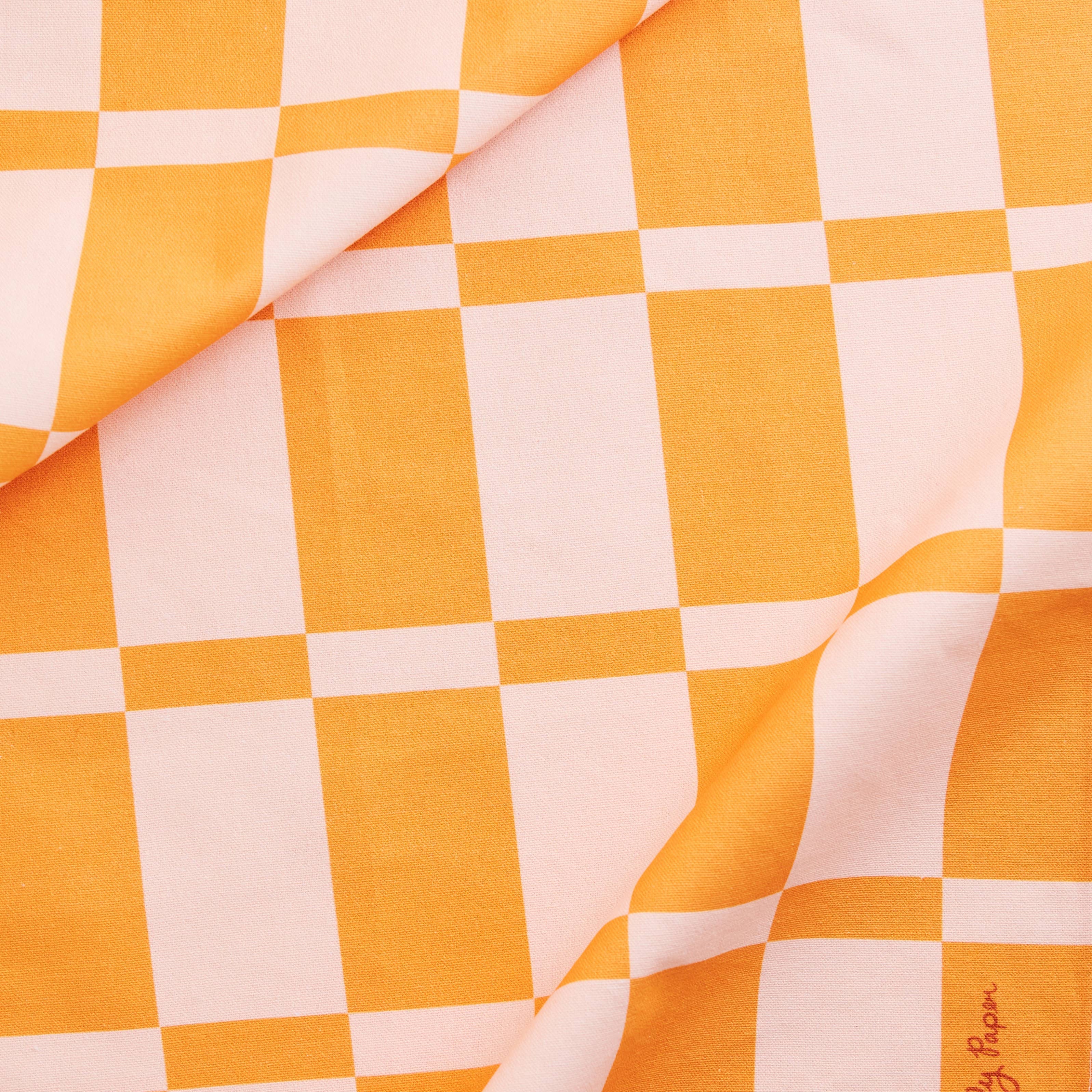 Marigold and Peach Checkerboard Tea Towel