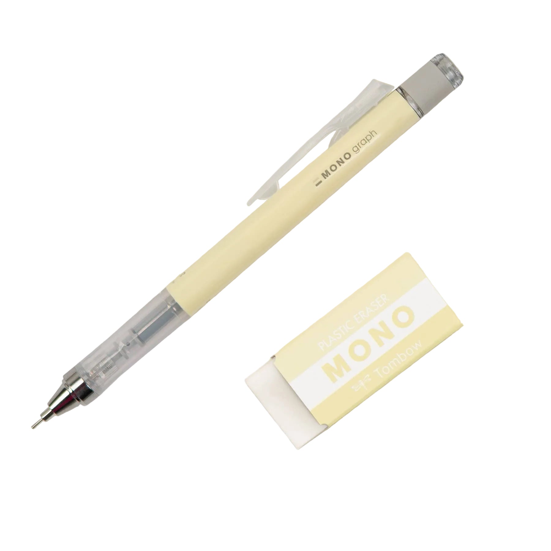 MONO Graph Mechanical Pencil + Eraser Set: Cream Yellow