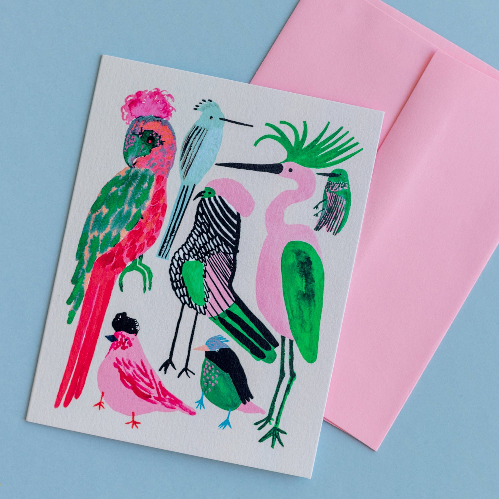 EXOTIC BIRDS — Greeting card