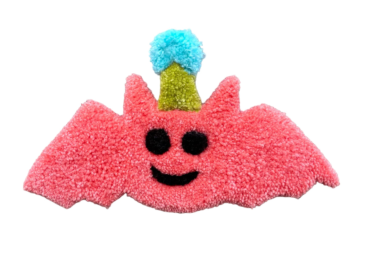 Bat with Party Hat Tufted Wall Hanging