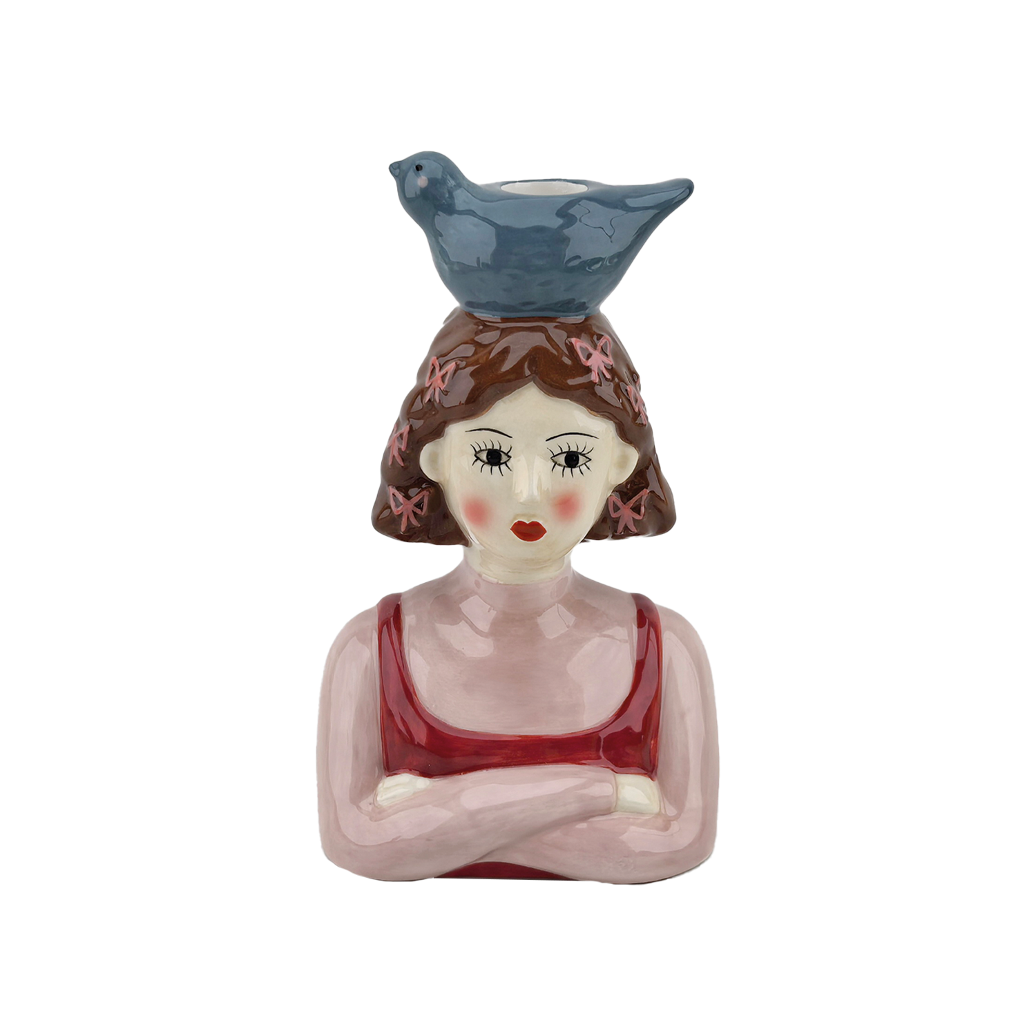 Girl With Bird Candle Holder