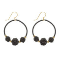Black Beaded Hoop Earrings