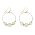 White Beaded Hoop Earings
