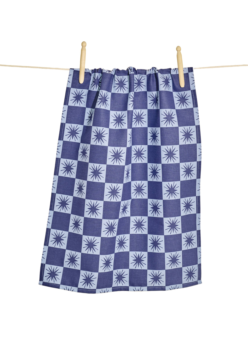 Blue Star Checked Tea Towel