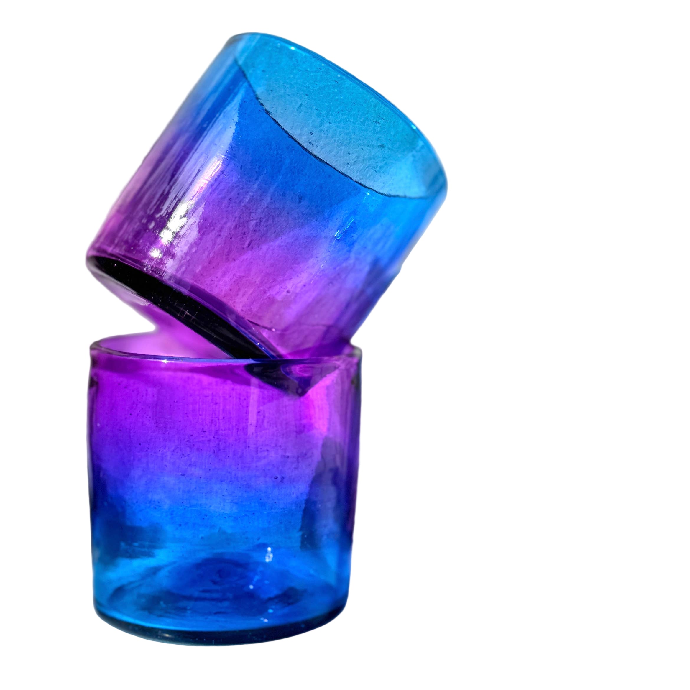 Hand Blown Ombré Wine Glass in Purple and Blue