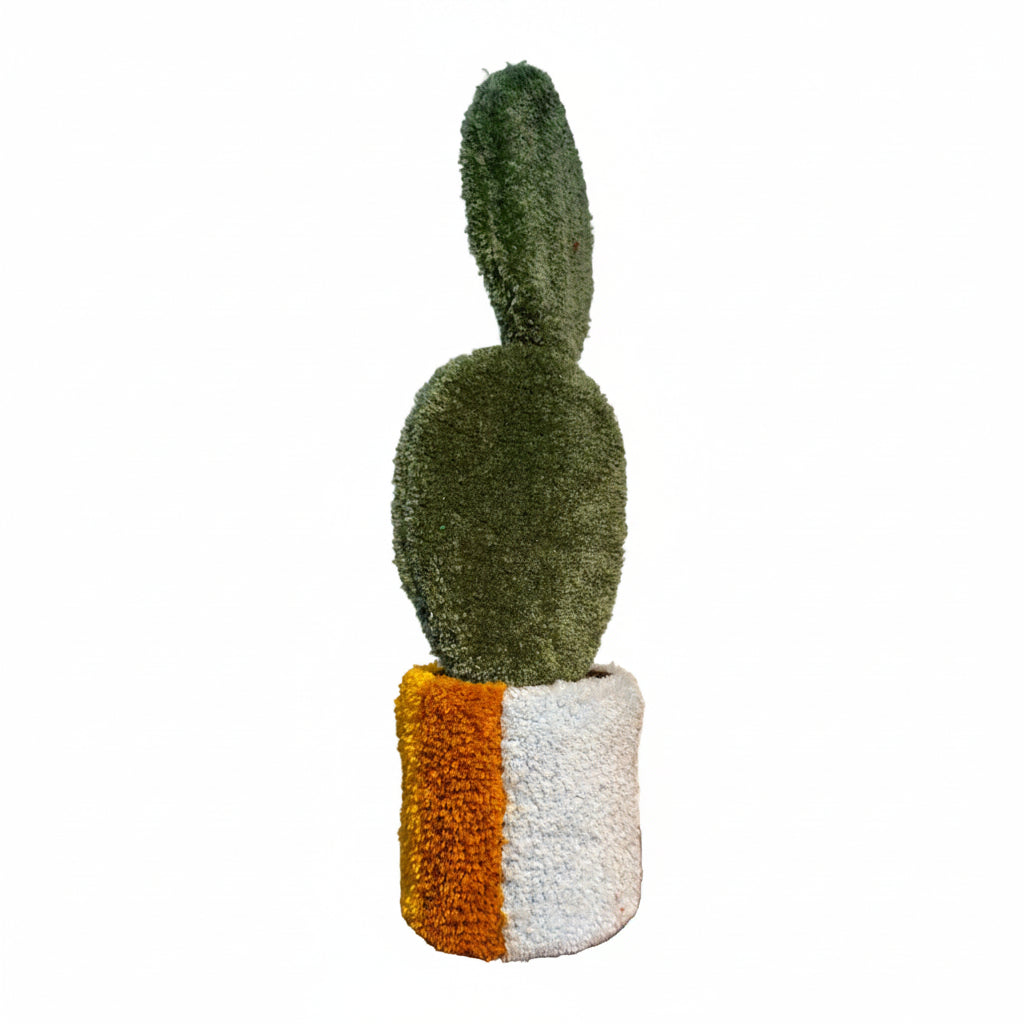 Tufted Prickly Pear Cactus Plant in Retro Planter
