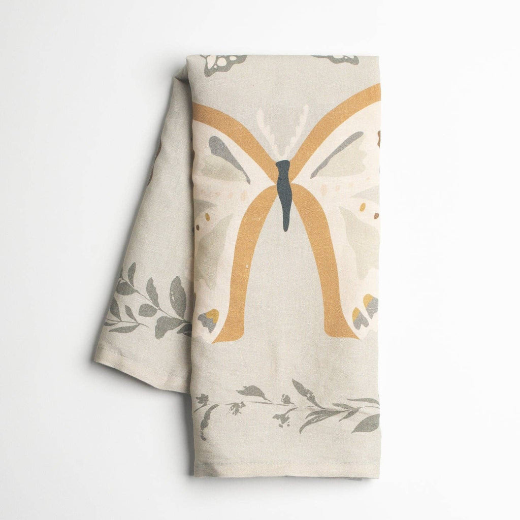 Light Green Butterfly Tea Towel