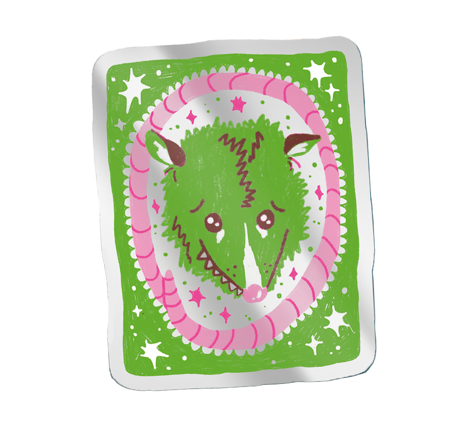 Opossum Cutie Mirror Sticker