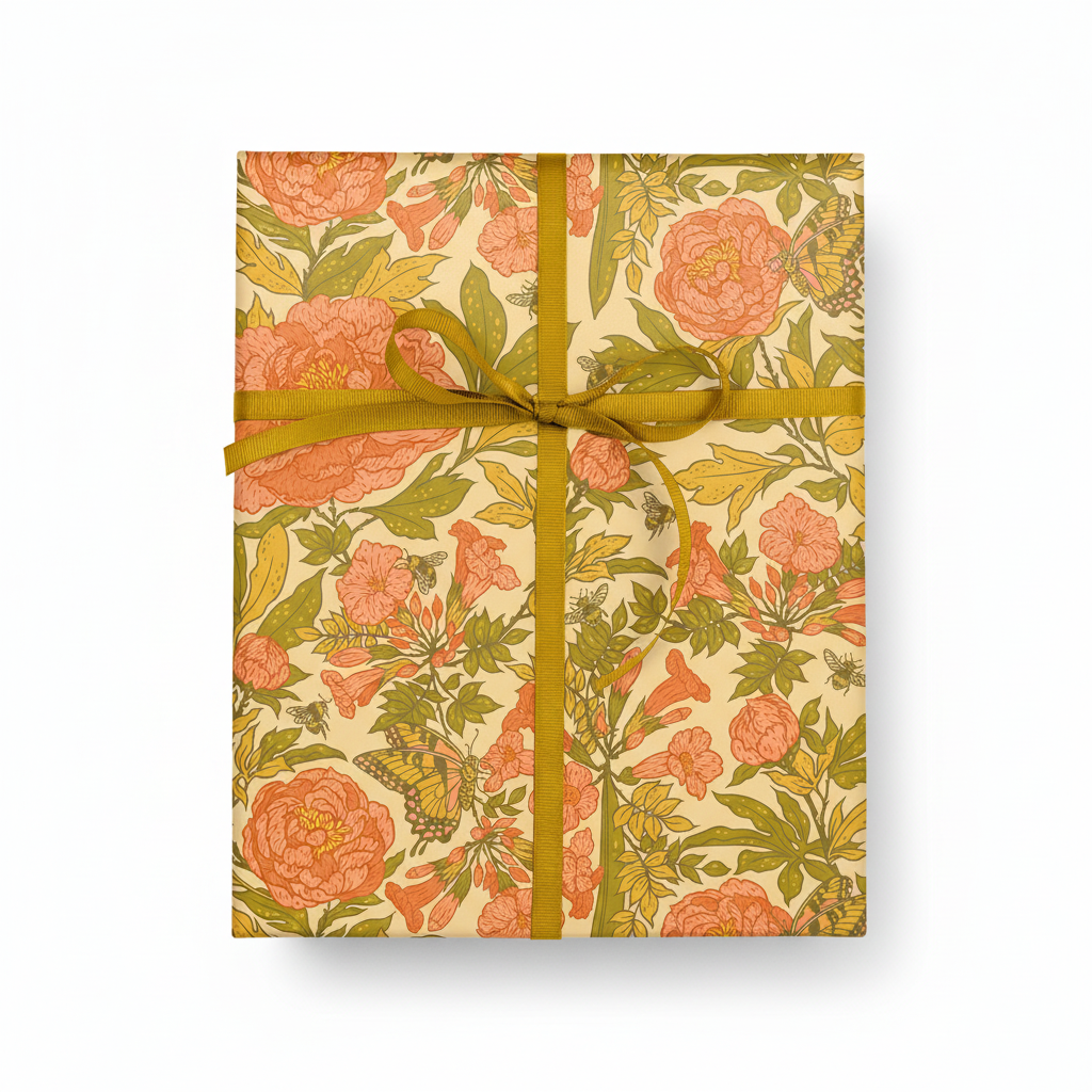 Double Sided Peonies Gift Wrap