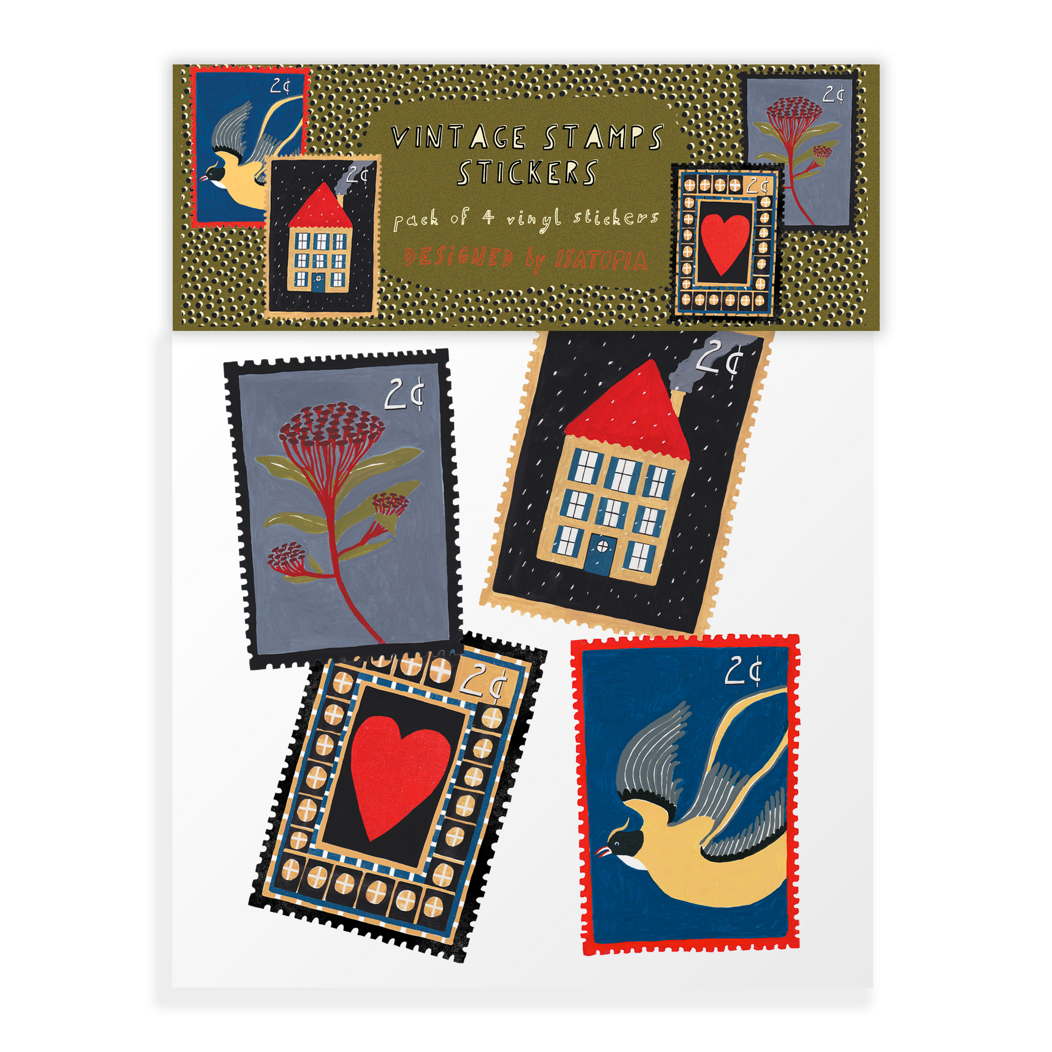 Vintage Stamps Vinyl Stickers Pack