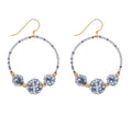 Silver Blue Beaded Hoop Earings
