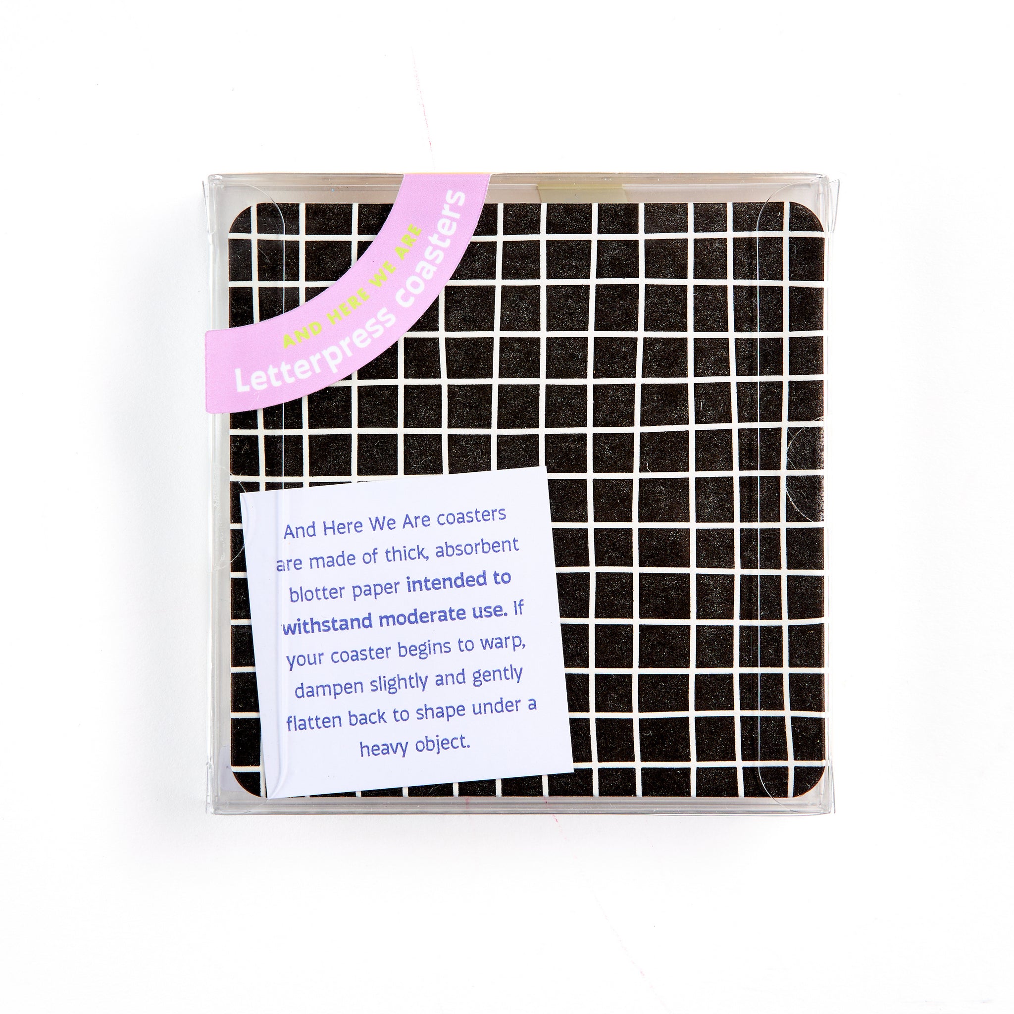 Reusable Letterpress Coasters - Black and White Tile