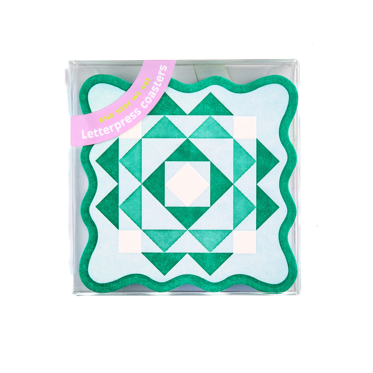 Reusable Letterpress Coasters - Scalloped Kaleidoscope