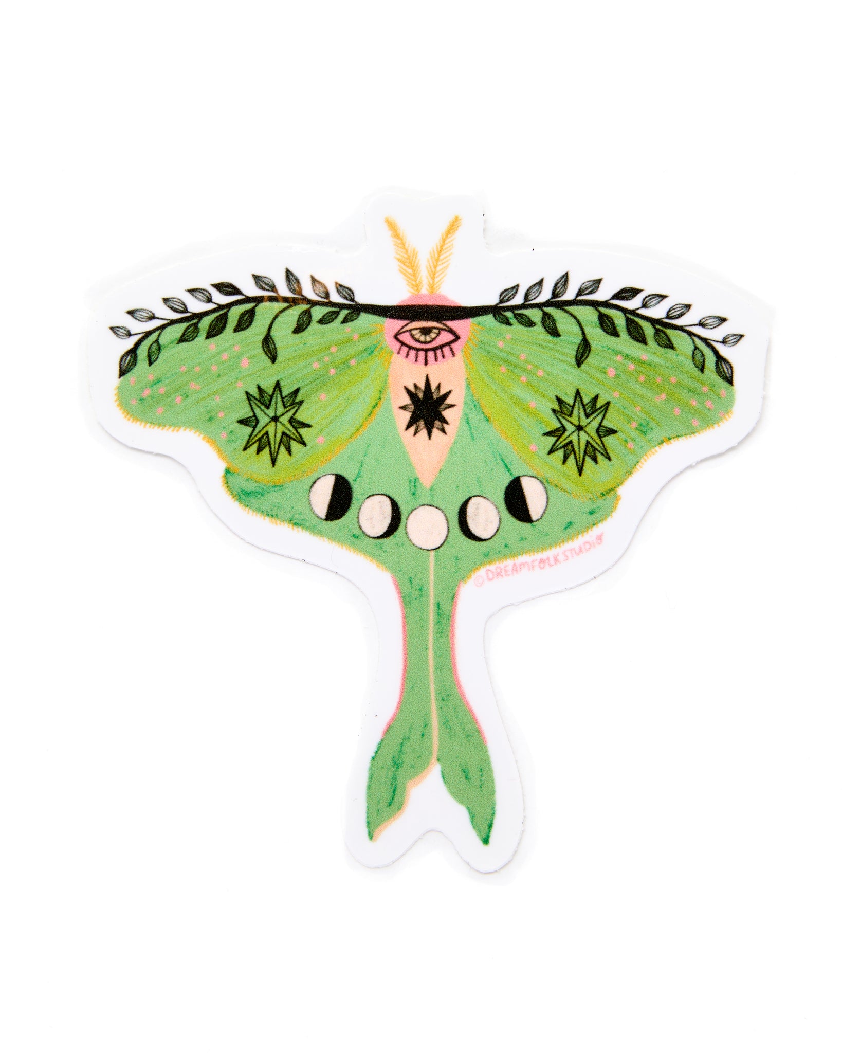 Luna Moth Sticker - Moon Phases/Nature/Witchy Sticker