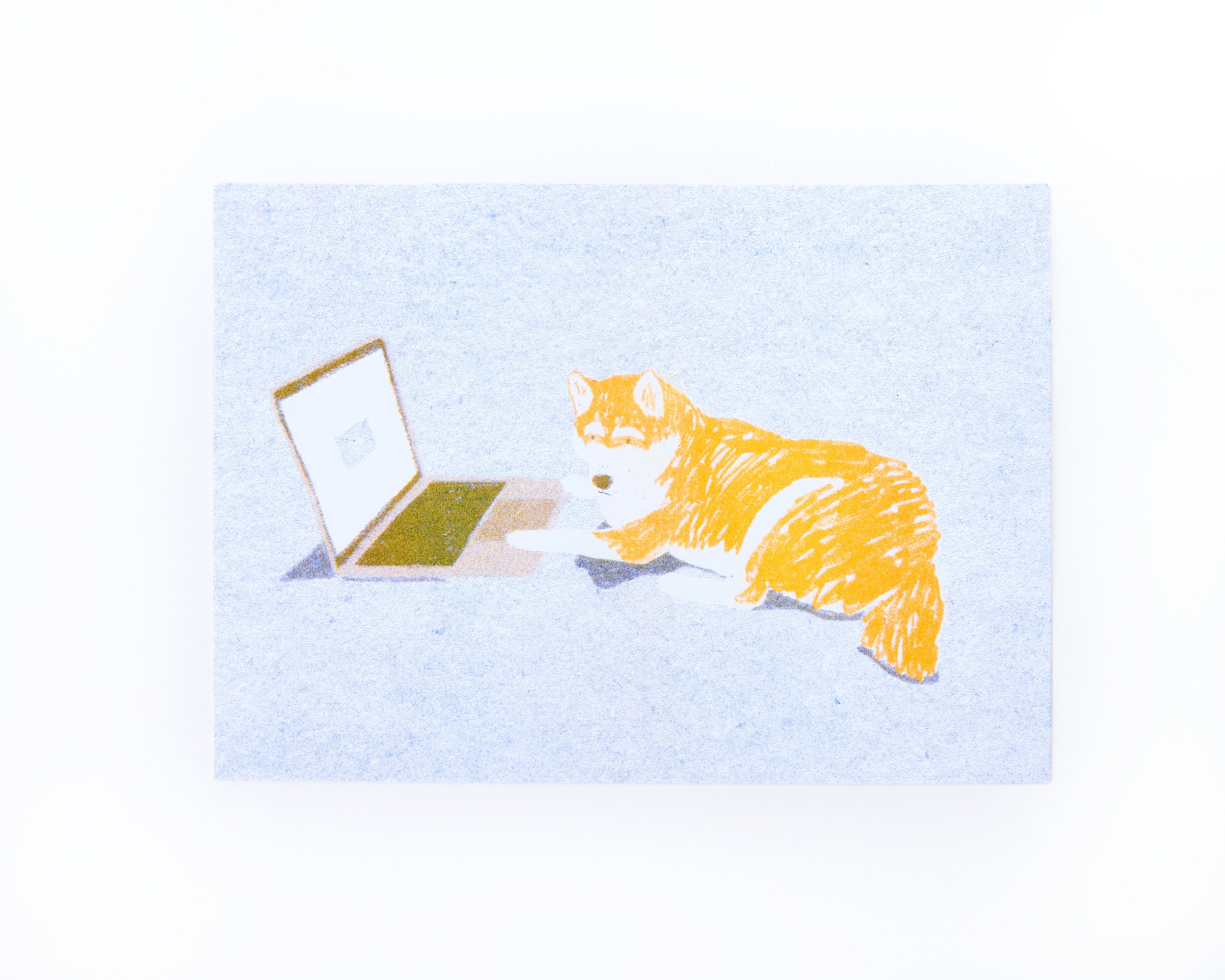 Pup Checking Emails Print