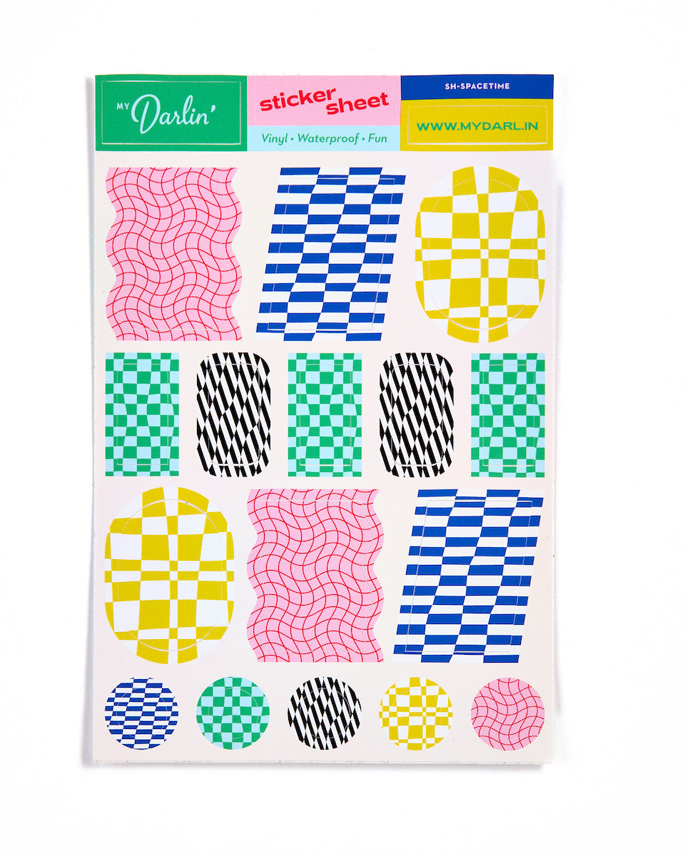 Spacey Checkerboard Sticker Sheet