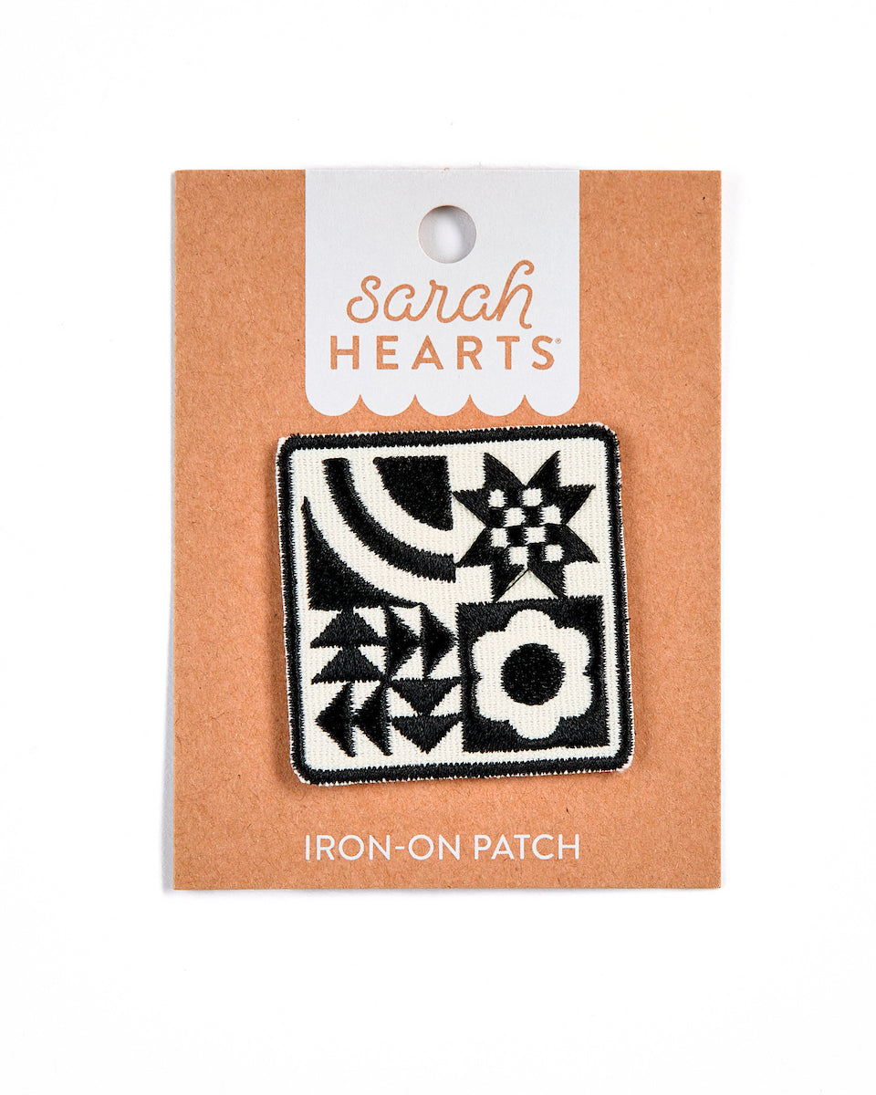 Iron-On Patch - Black and White Quilt