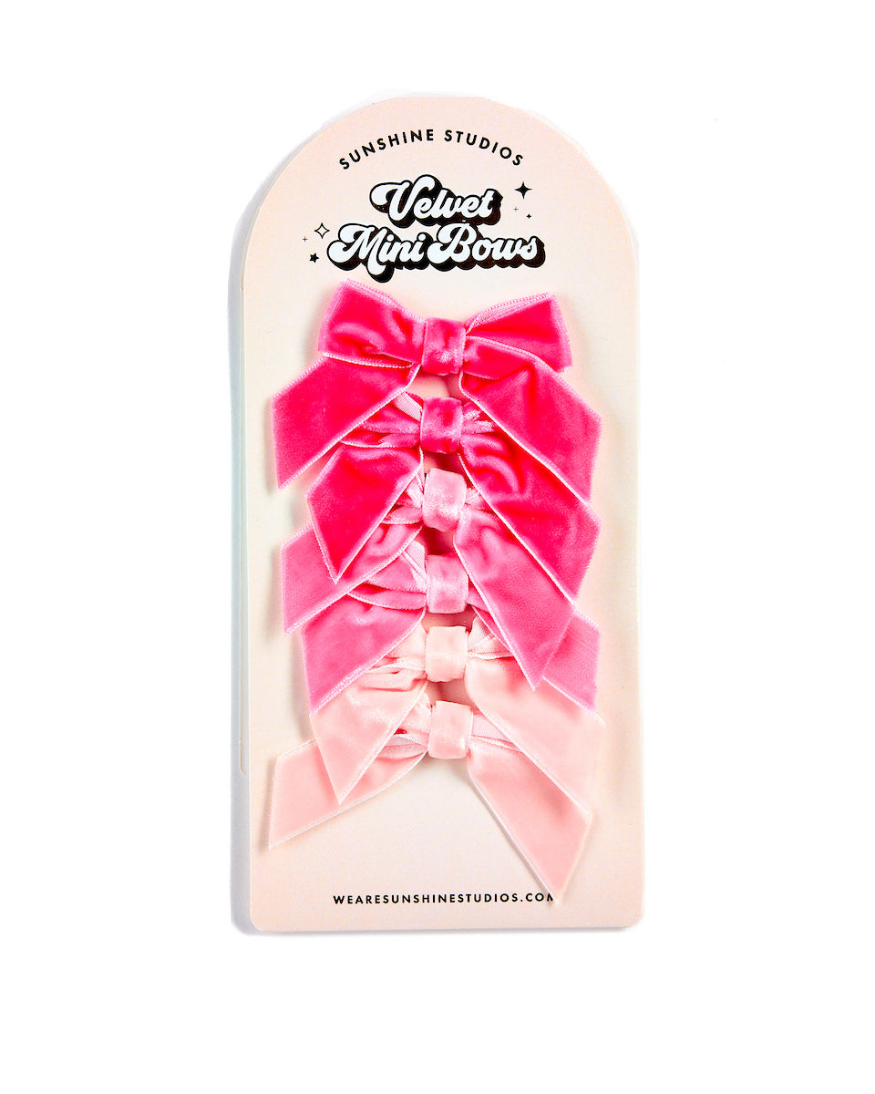 Mini Velvet Bows - Pink