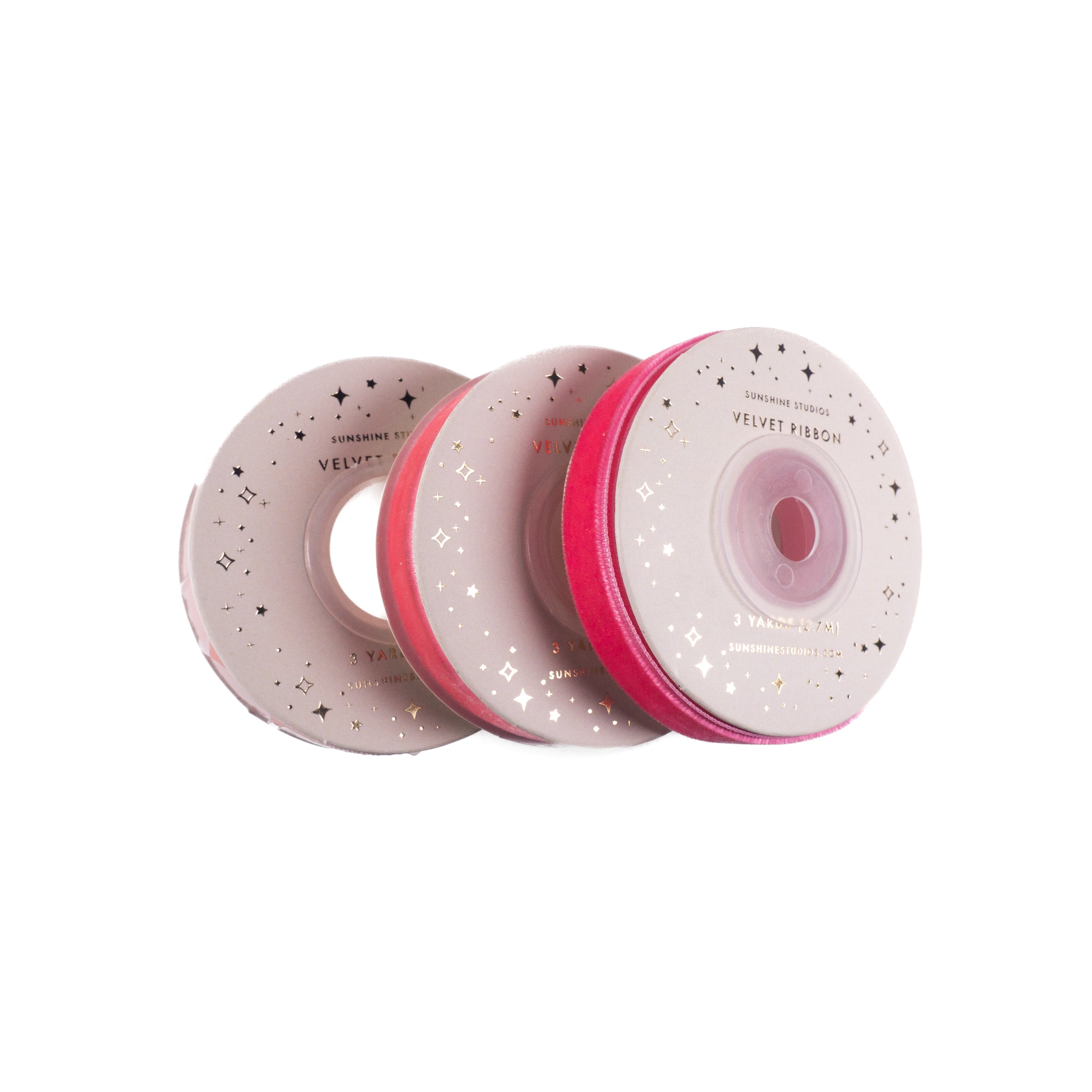 Velvet Ribbon Pack of 3 - Pink