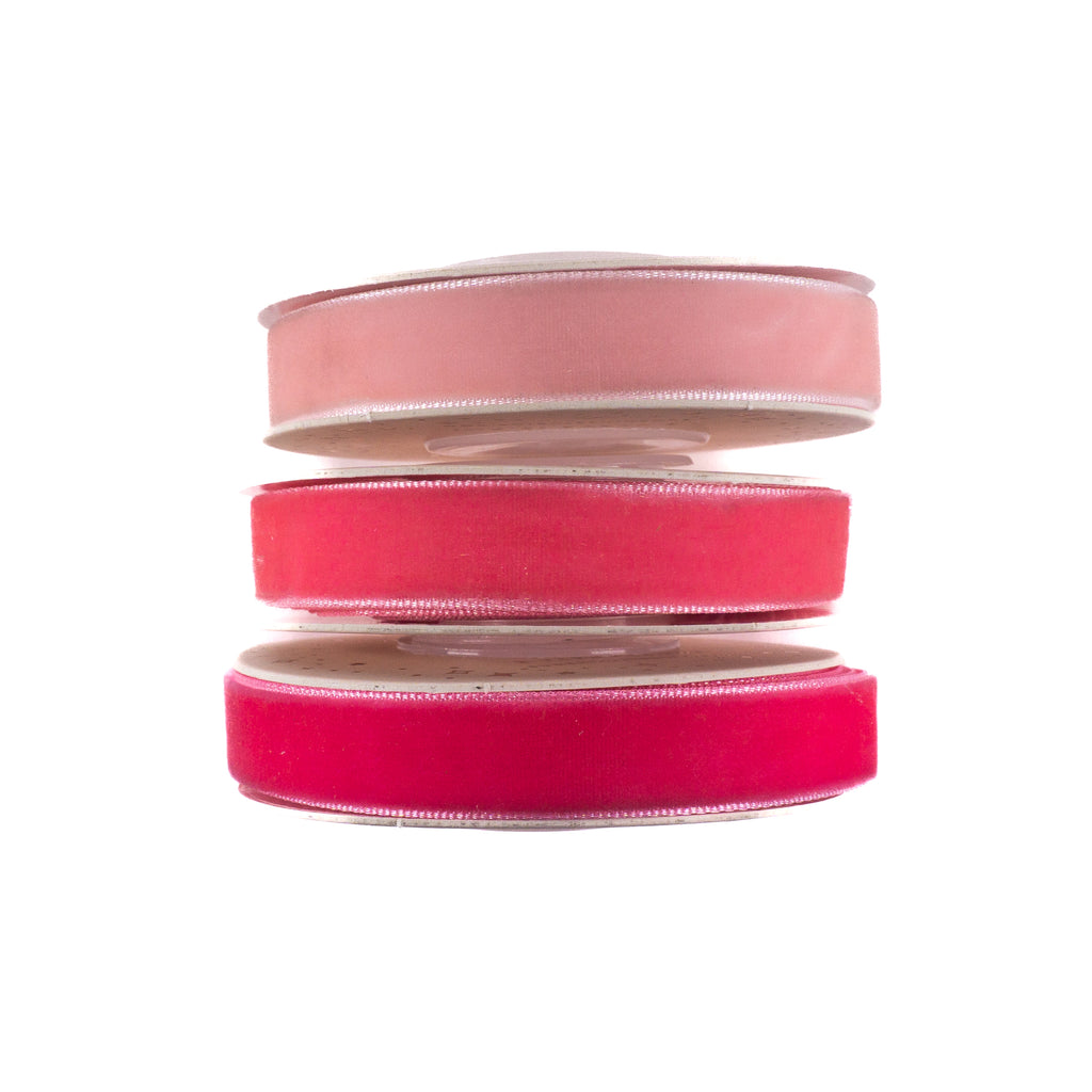 Velvet Ribbon Pack of 3 - Pink
