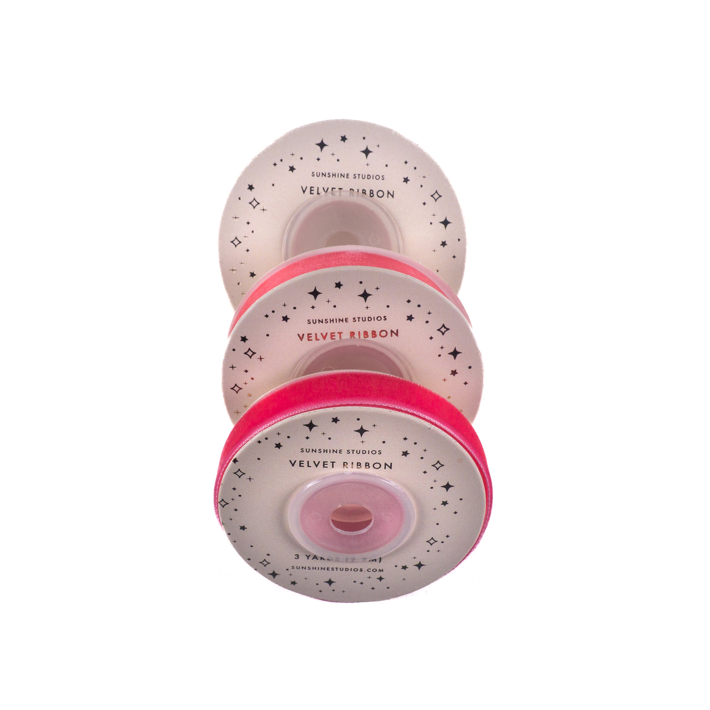 Velvet Ribbon Pack of 3 - Pink