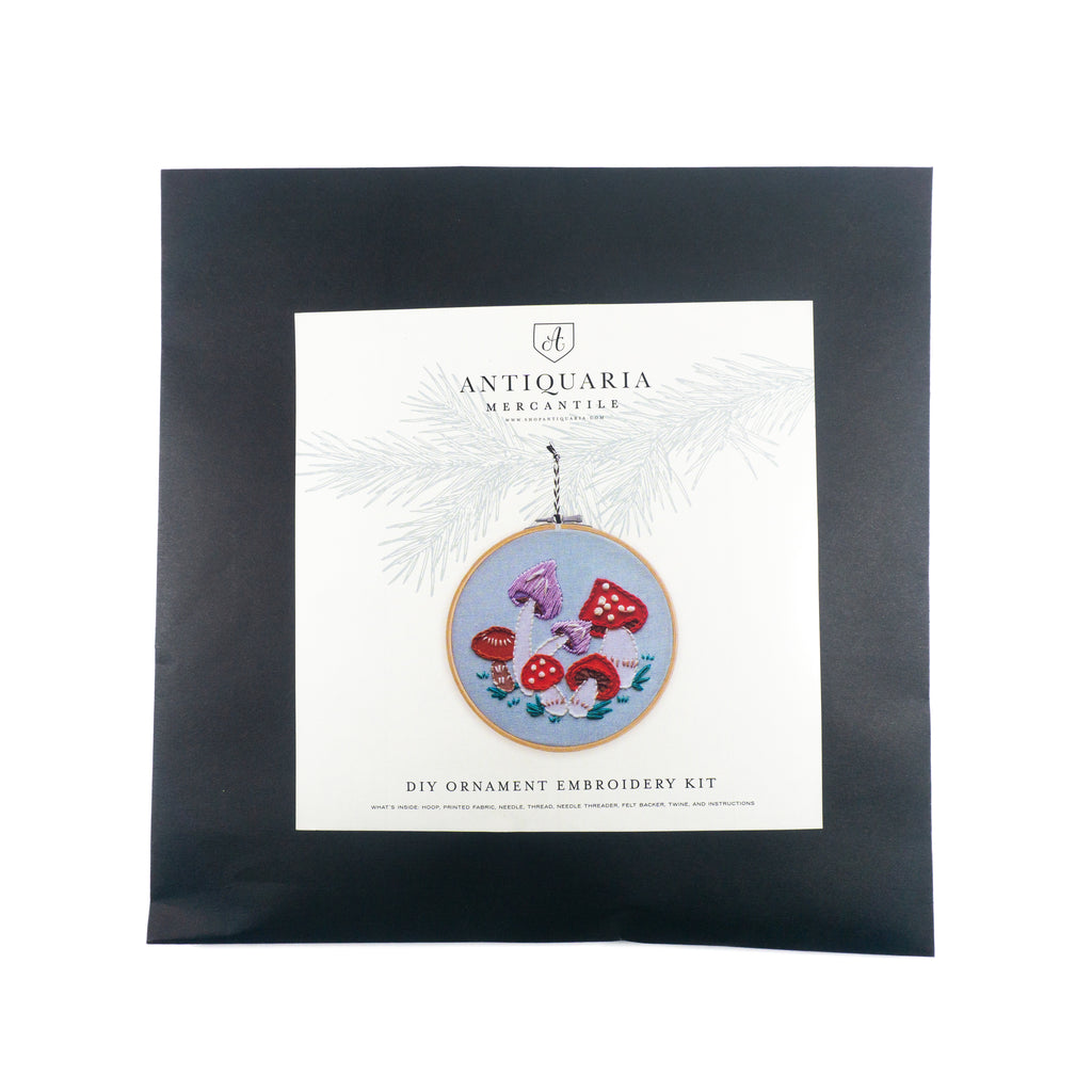 Make Your Own Mushroom Forest Embroidery Ornament Kit
