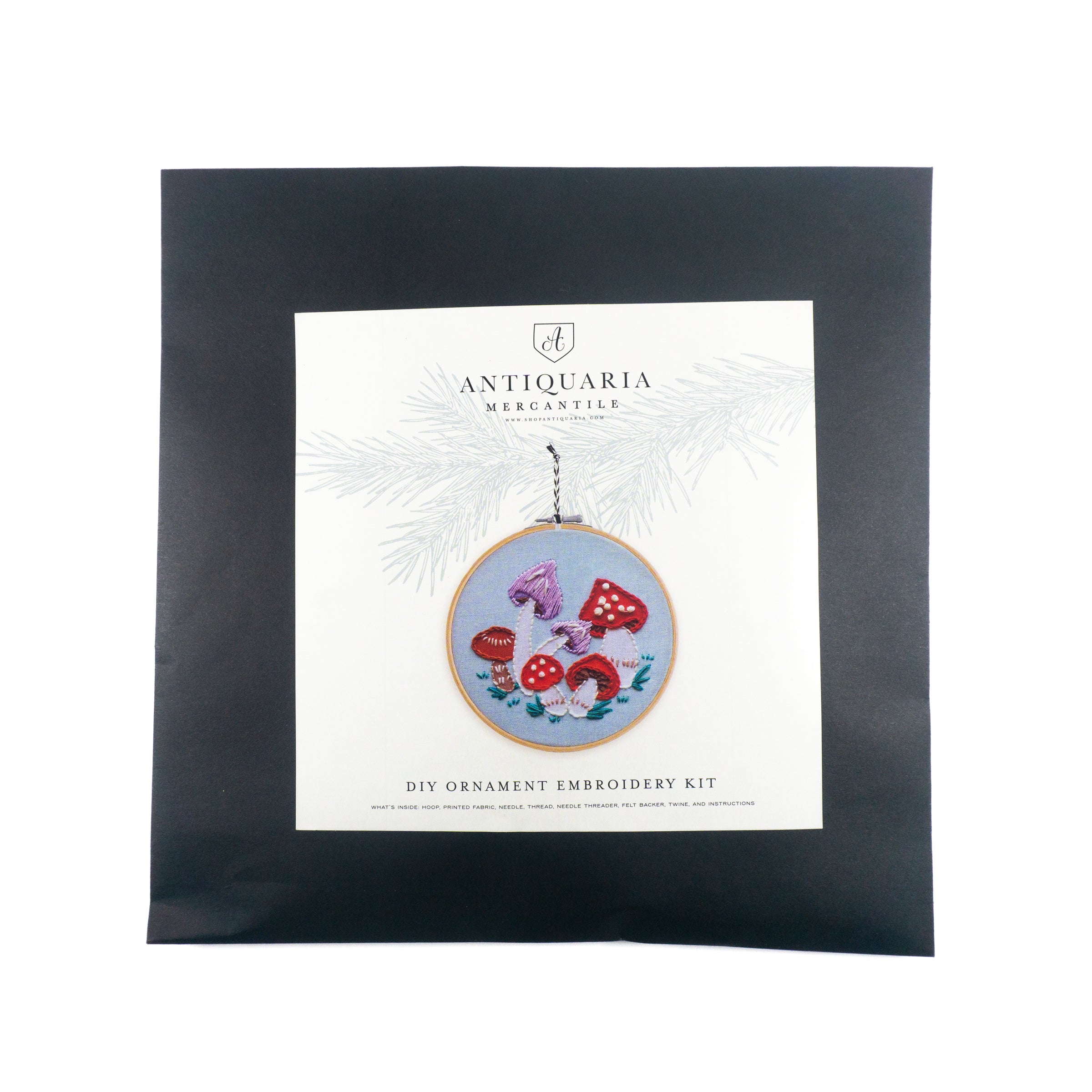 Make Your Own Mushroom Forest Embroidery Ornament Kit