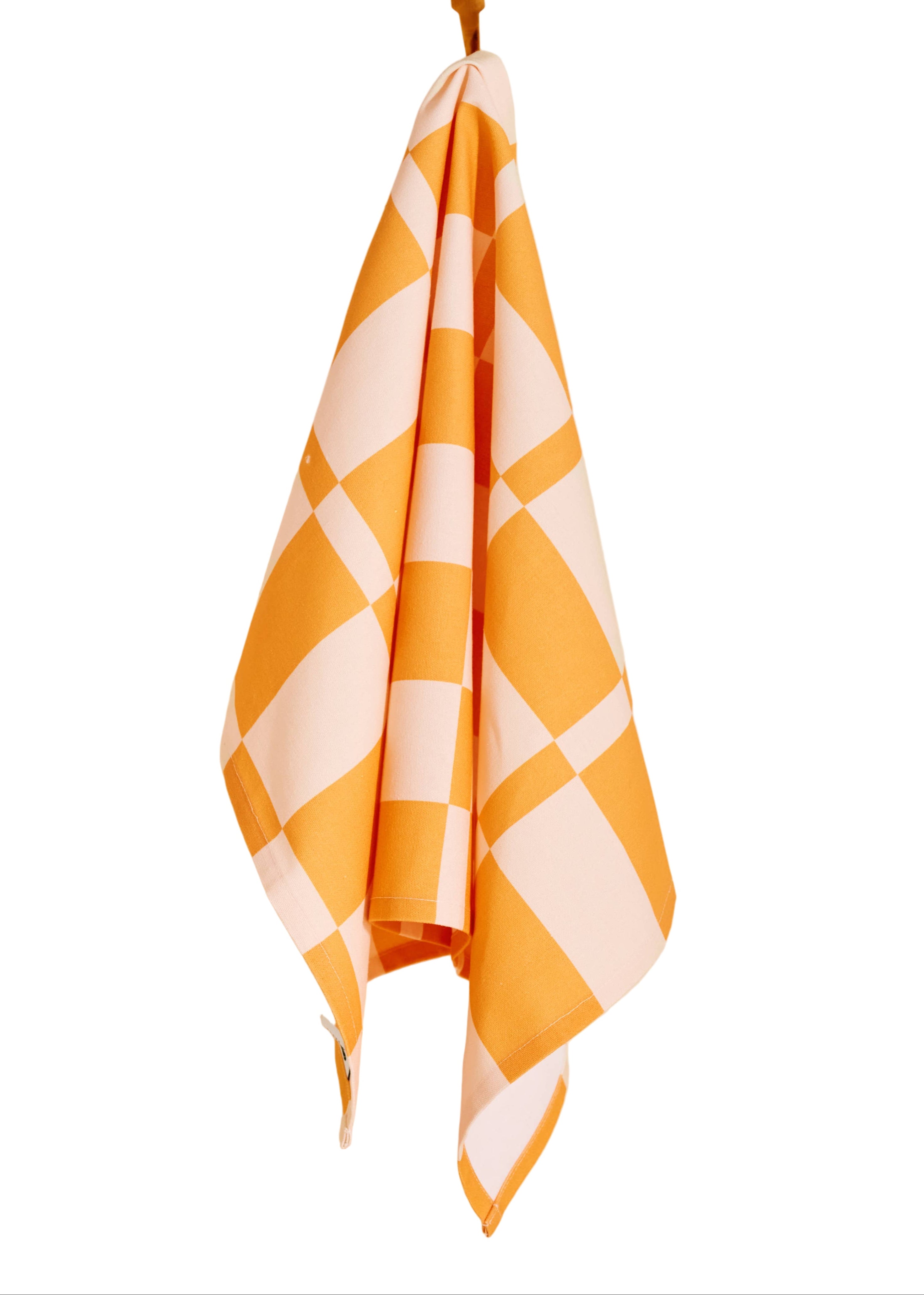 Marigold and Peach Checkerboard Tea Towel