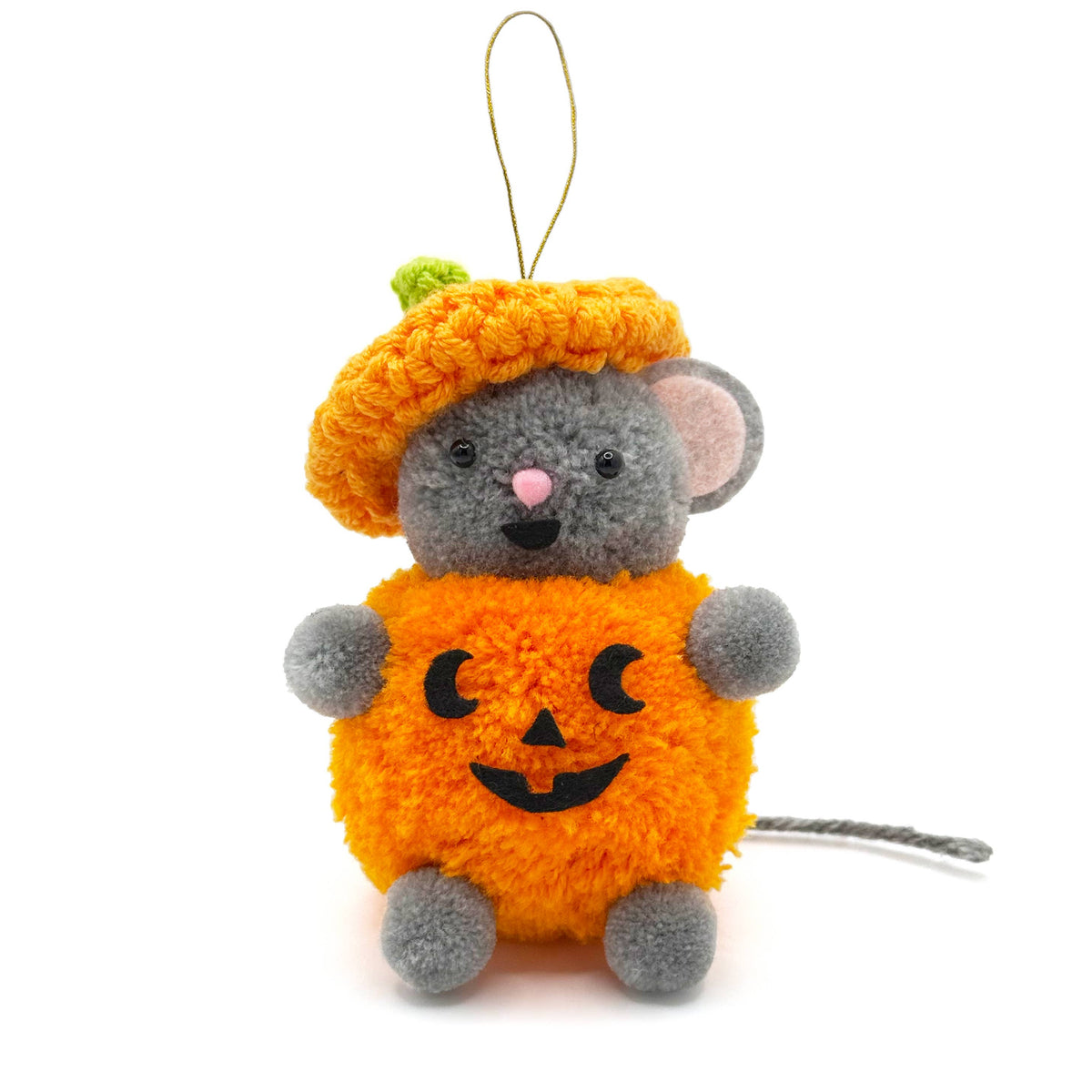 Pumpkin Mouse Pom Pom Ornament