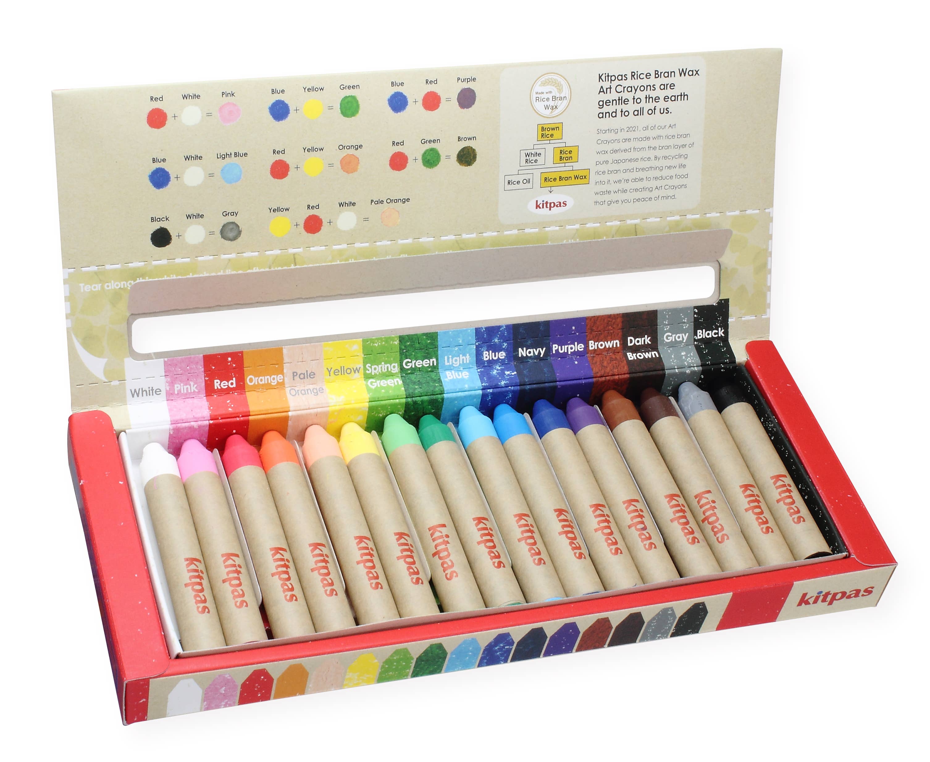 Kitpas Rice Bran Wax Crayons -  16 Colors