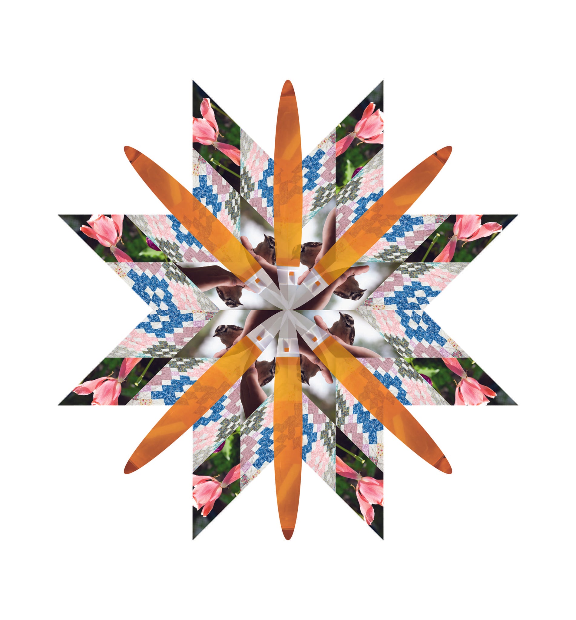 Jessica Smolinski, The Stars About My Head I Felt (tulips, quilt, sparrow, pill bottle) (2022)
